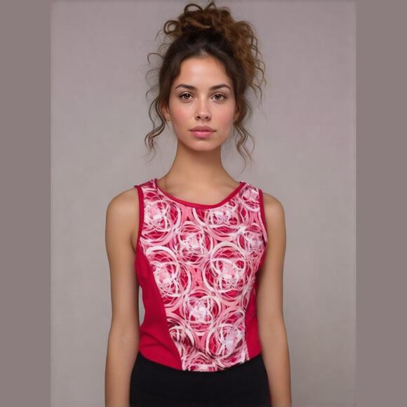 Champion C9 Womens Tank Top Size Medium Pink White Graphic Running Activewear - Picture 1 of 7